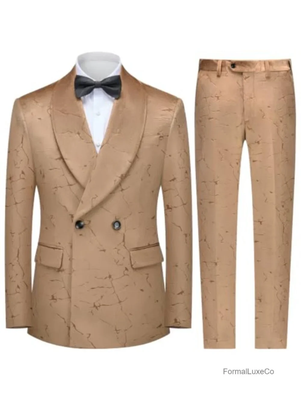 Men's Velvet Tuxedo 2-Piece Slim Fit Suit Set Shawl Lapel Wedding Formal